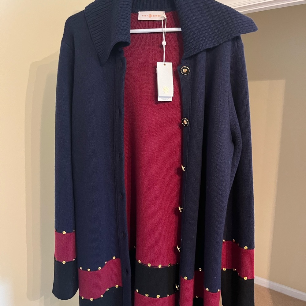 New with tags Tory Burch stud sweater coat size large